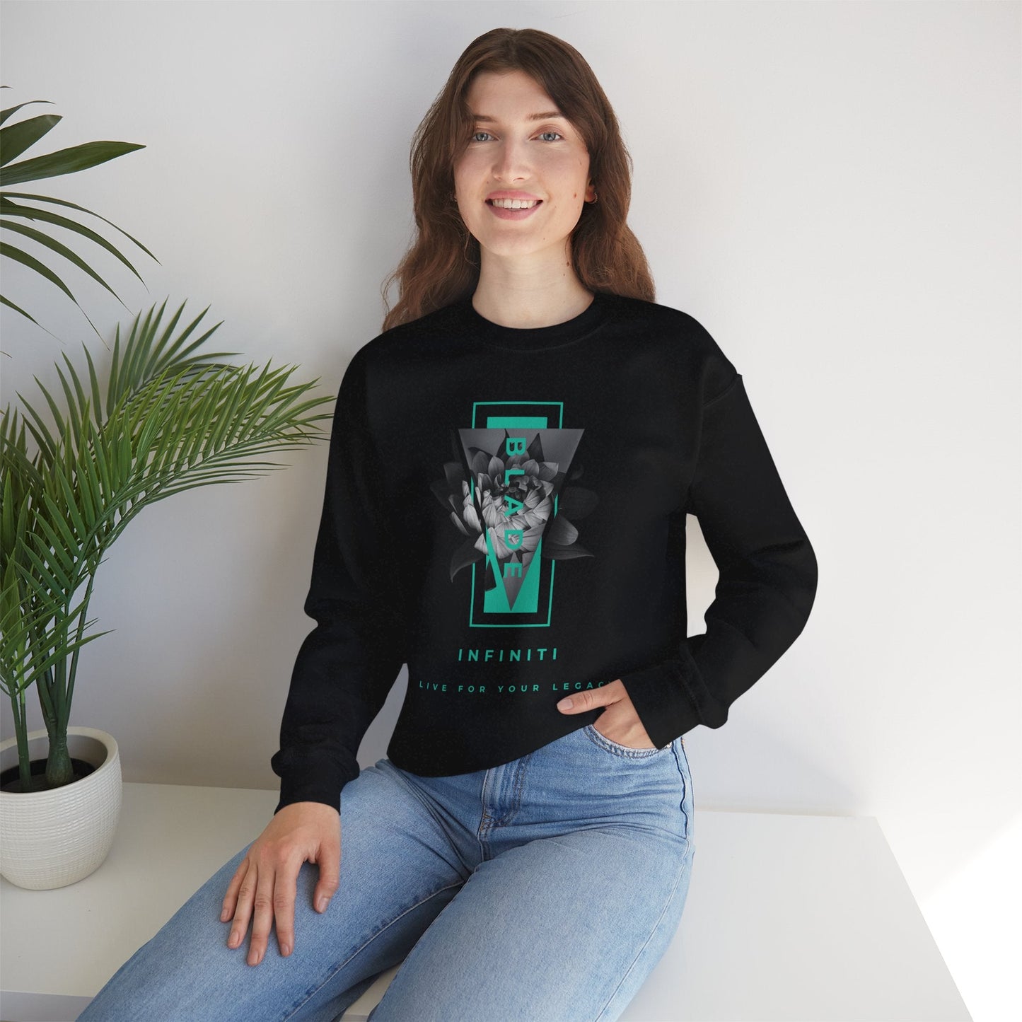 Flora Essence Teal Floral Unisex Crewneck Sweater