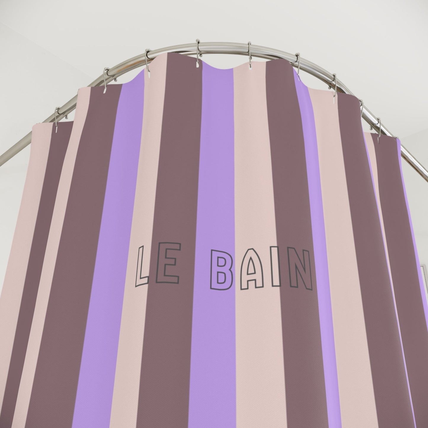 Striped 'Le Bain' Shower Curtain — Lavender & Mauve Modern Bathroom Decor