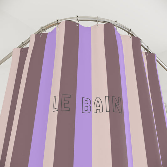 Striped 'Le Bain' Shower Curtain — Lavender & Mauve Modern Bathroom Decor