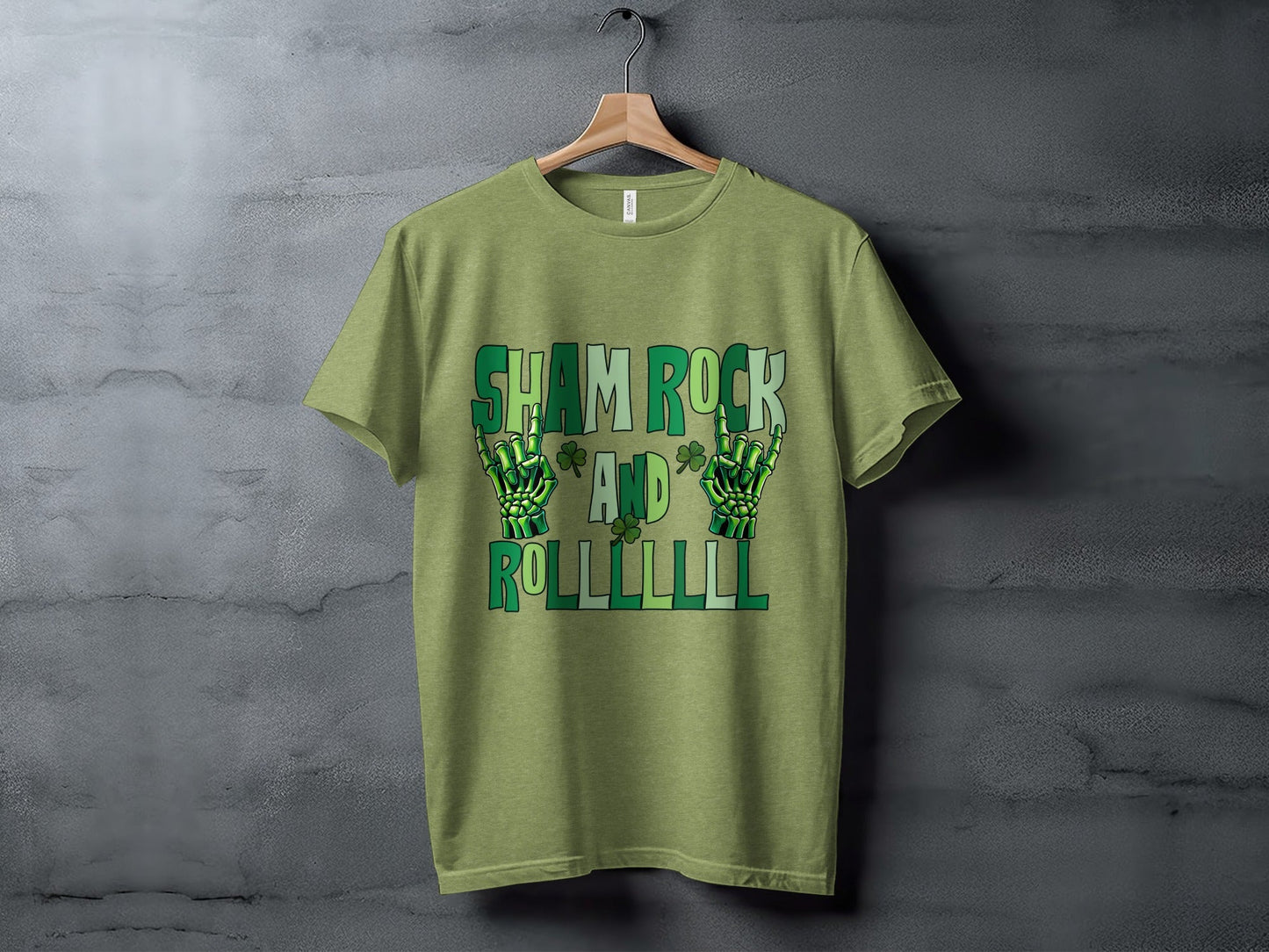 Shamrock and Roll T-Shirt, St Patricks Day T-Shirt, Skeleton Hand T-Shirt, Lucky Clover T-Shirt, Irish T-Shirt, Funny St Patricks Day
