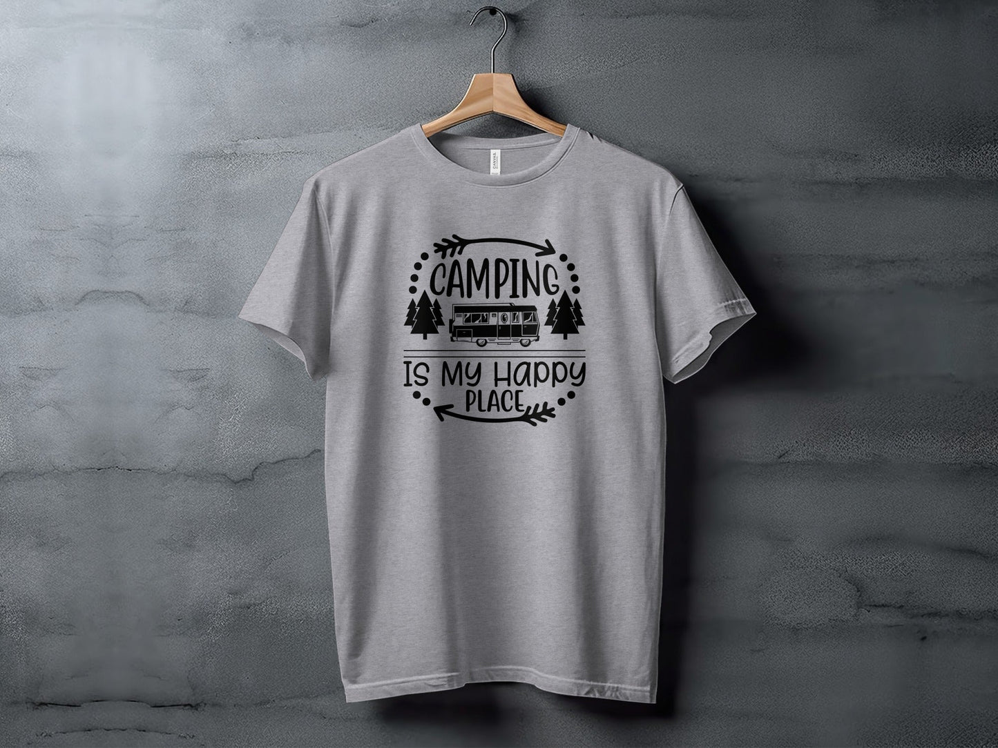 Camping is My Happy Place With Campervan T-Shirt