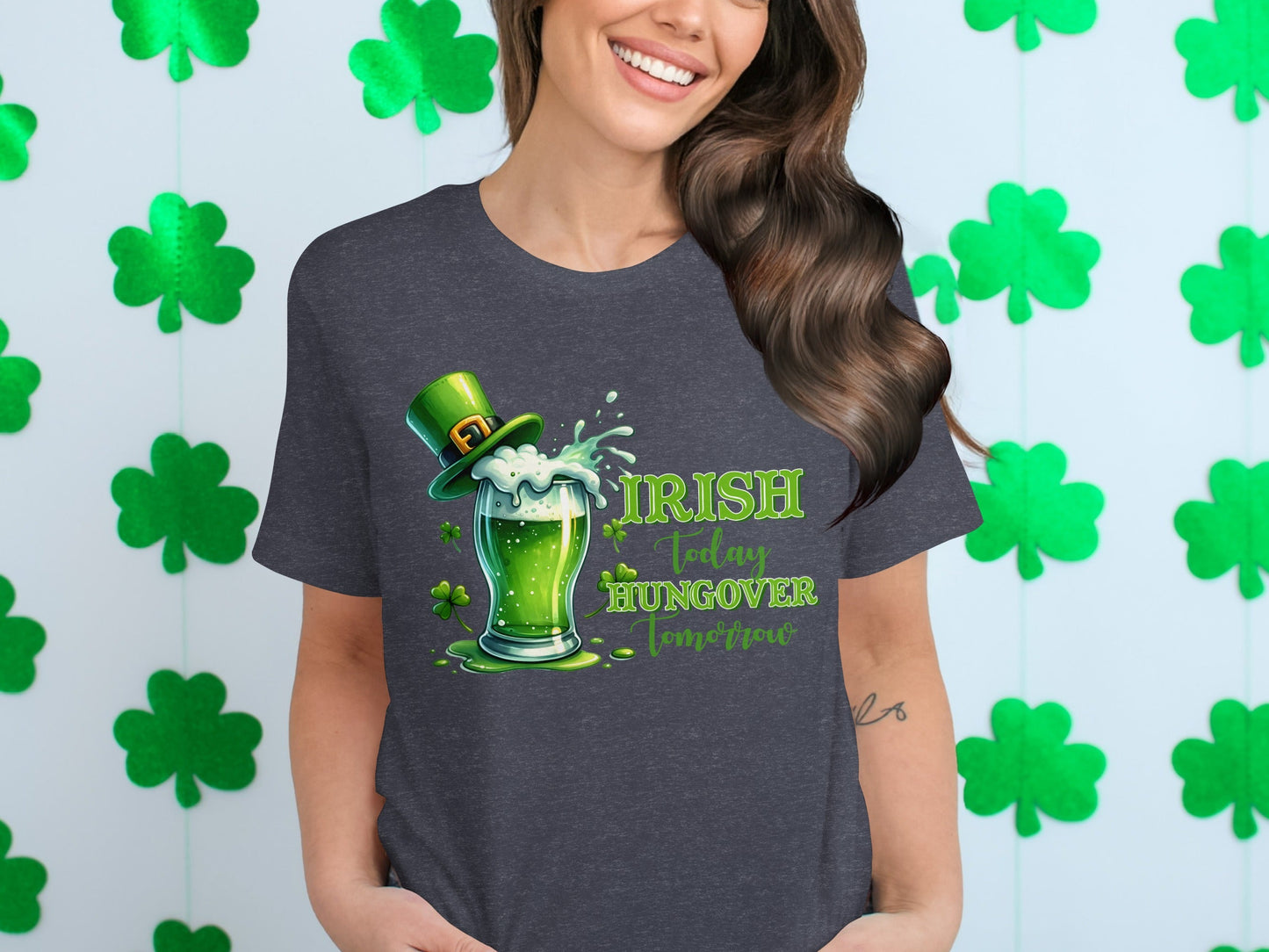 Funny Irish T-Shirts, St Patricks Day Shirts, Irish Today Hungover Tomorrow T-Shirts, Green Beer Lover T-Shirts, Lucky Shamrock Gift