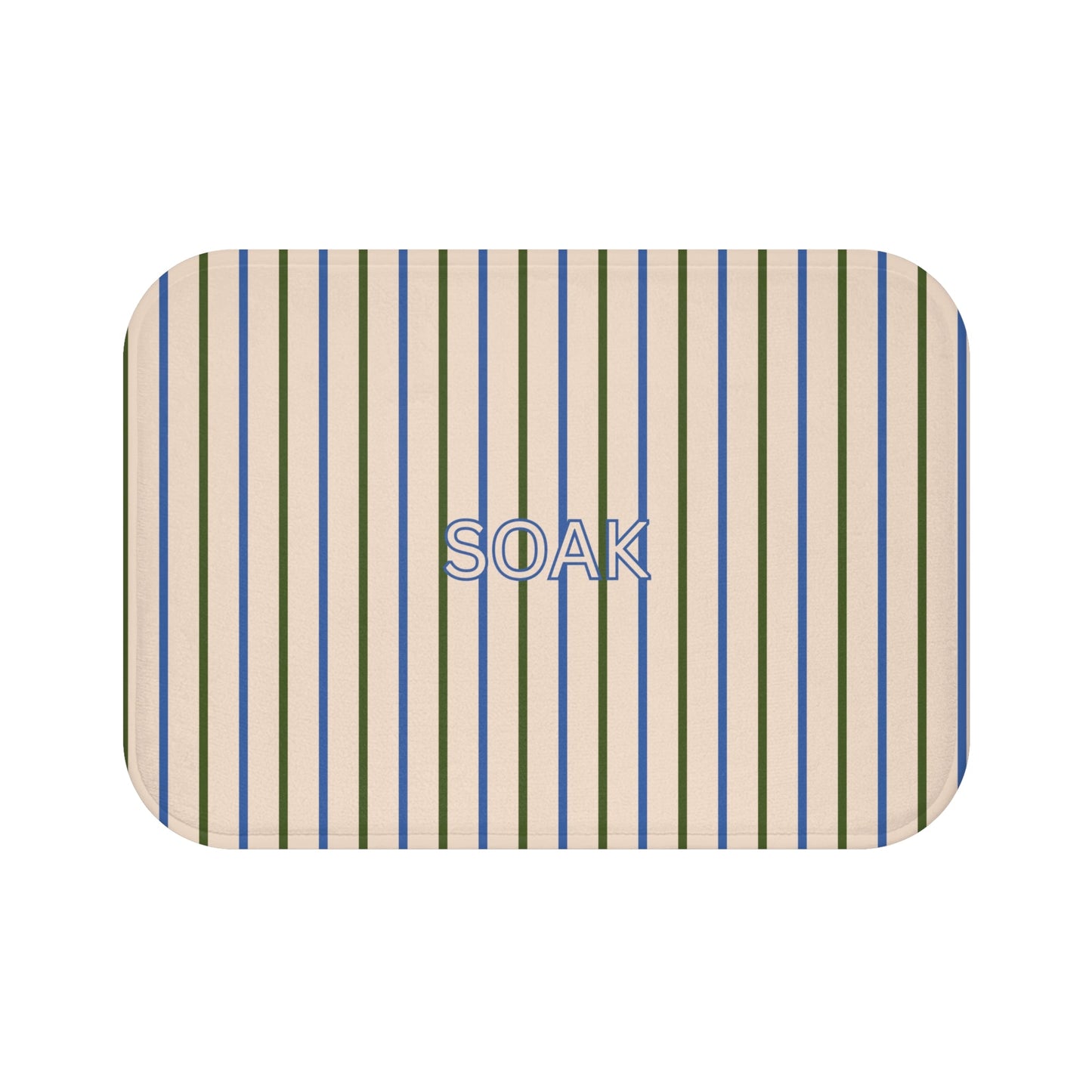 Coastal SOAK Striped Bath Mat — Blue & Beige Spa Bathroom Rug
