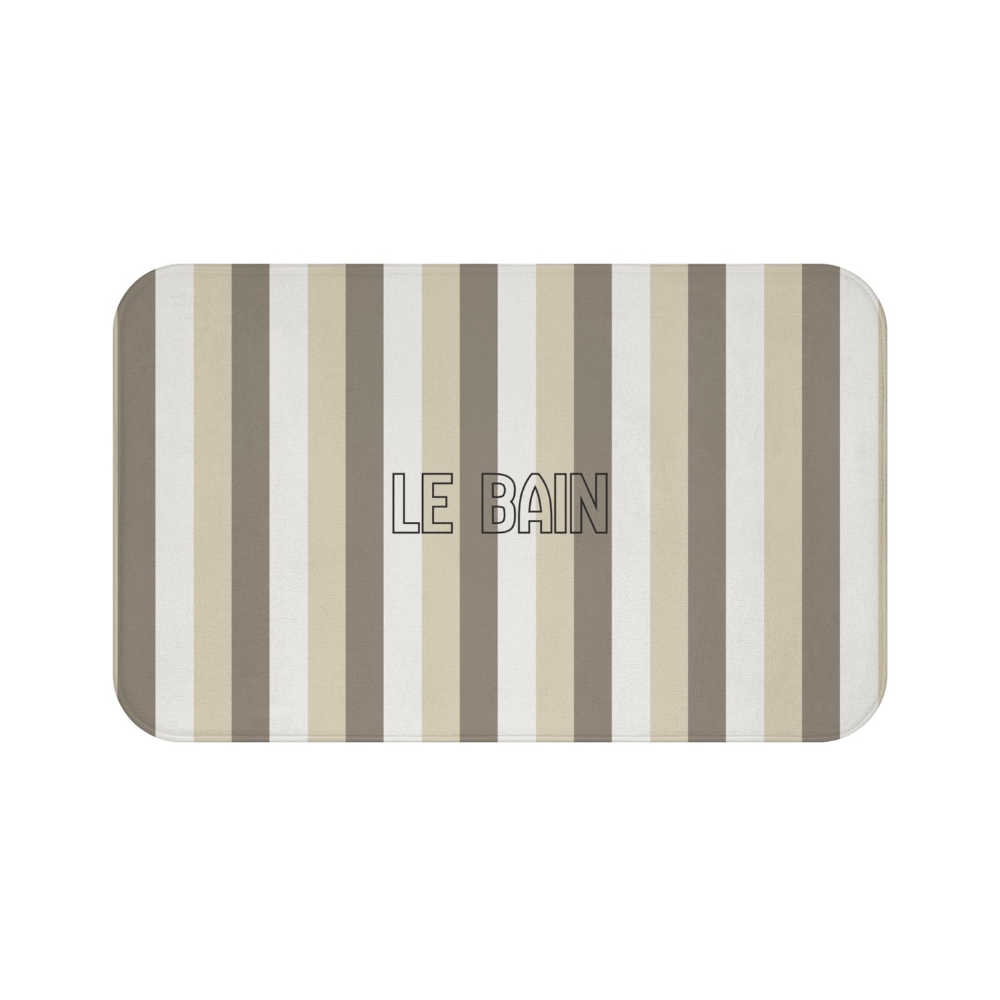 Le Bain Striped Bath Mat — Neutral Beige & Taupe Modern Bathroom Rug