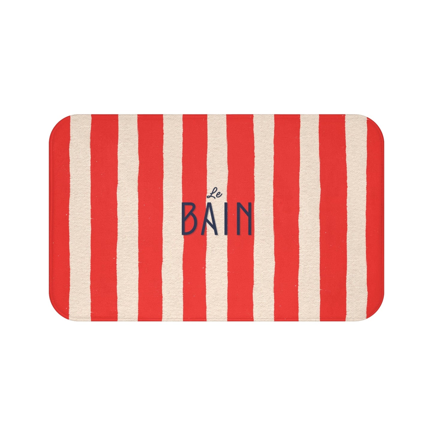 Le Bain  Red Striped Bath Mat — French Bathroom Accent Rug