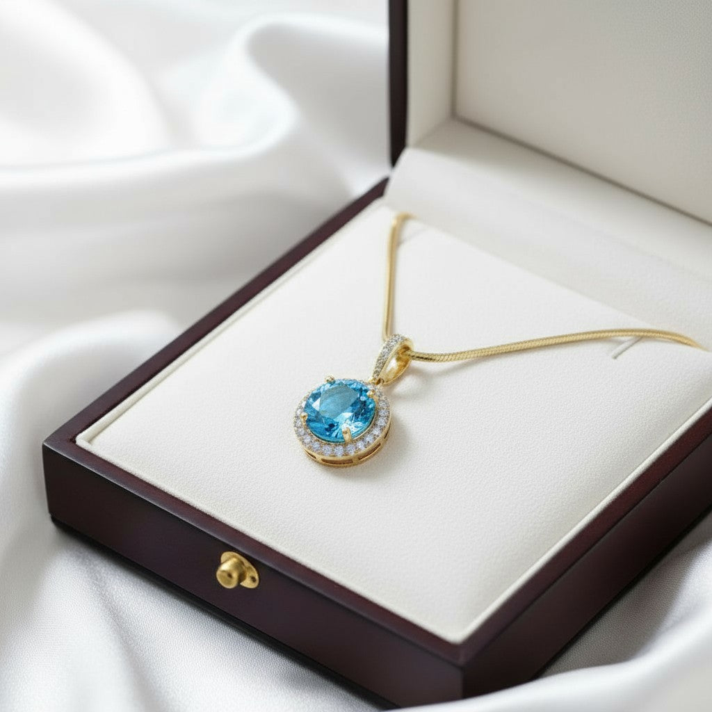 Circle of Life Pendant with Halo<br>Round Portuguese Cut • 7mm
