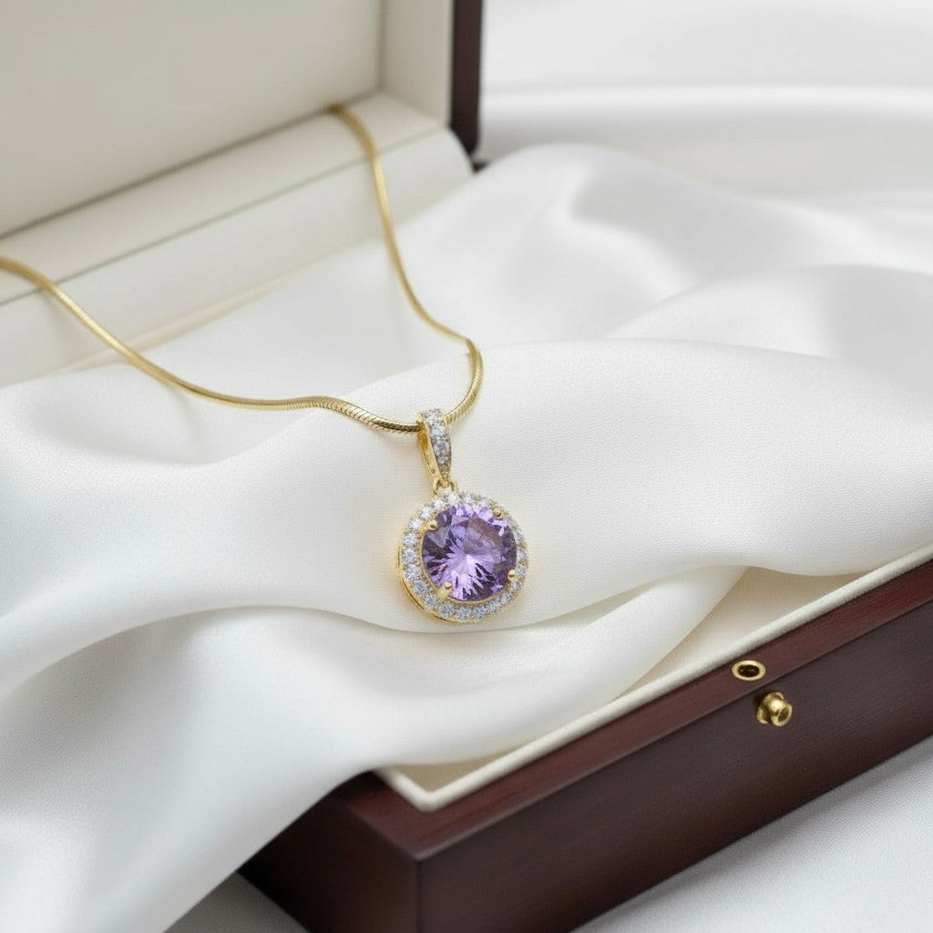 Circle of Life Pendant with Halo<br>Round Portuguese Cut • 7mm