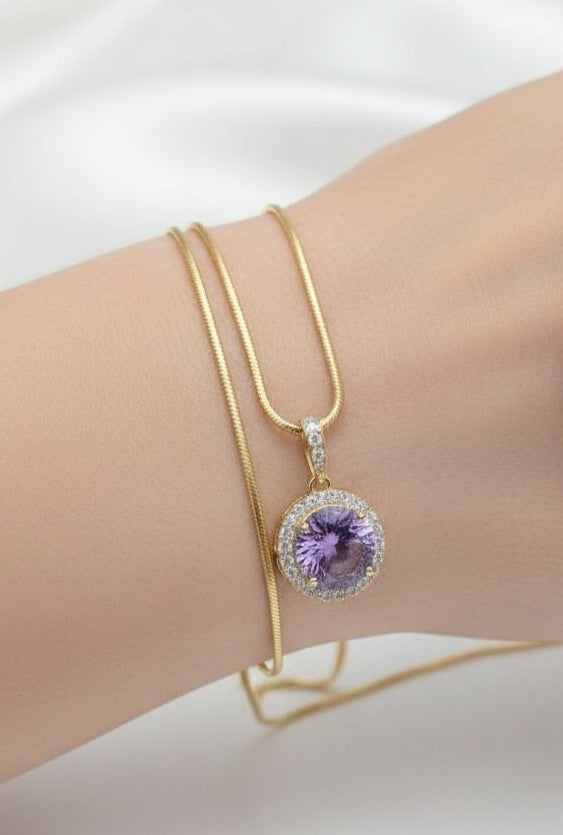 Circle of Life Pendant with Halo<br>Round Portuguese Cut • 7mm