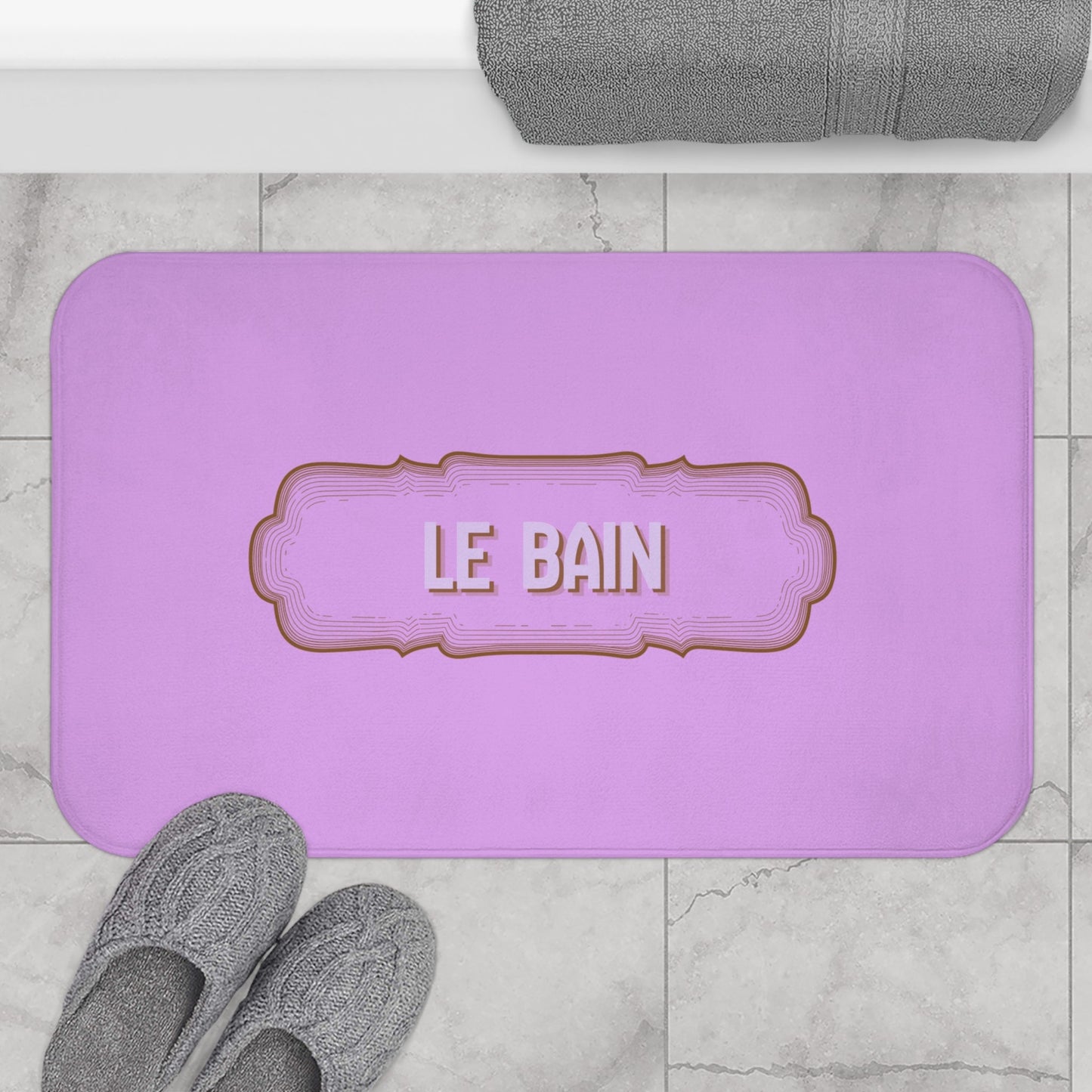 Le Bain Lilac Bath Mat — French Bathroom Décor, Soft Plush Floor Mat