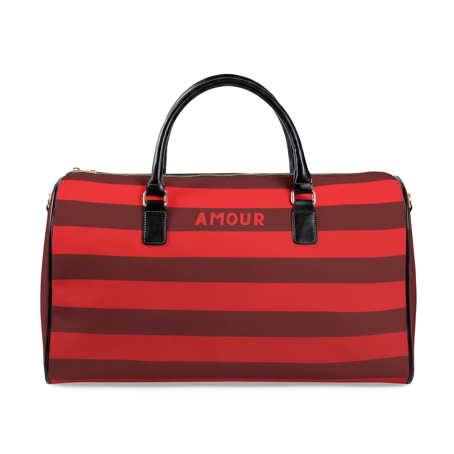 AMOUR Red Striped Leather Travel Bag, Romantic Gift