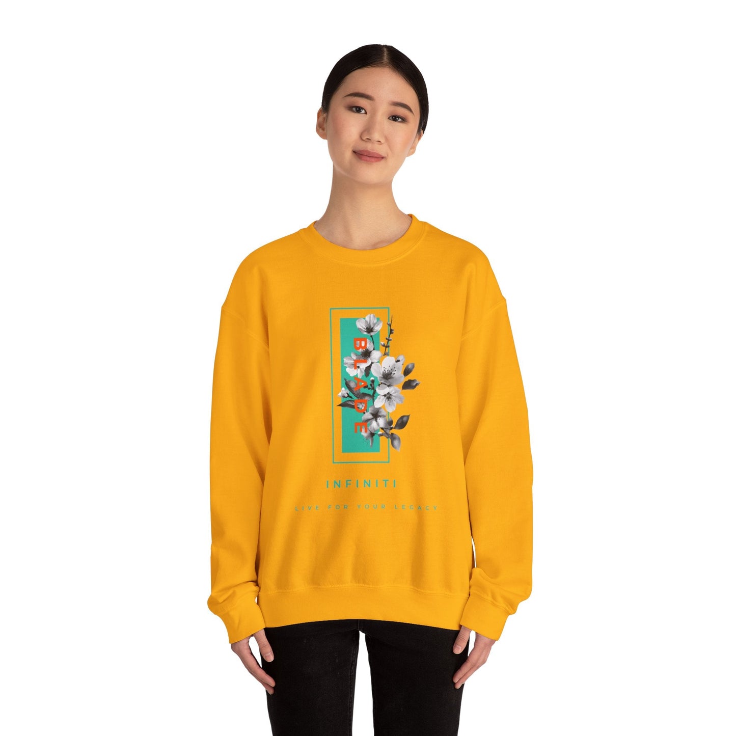 Bloom Bae Teal/Orange Floral Unisex Crewneck Sweater