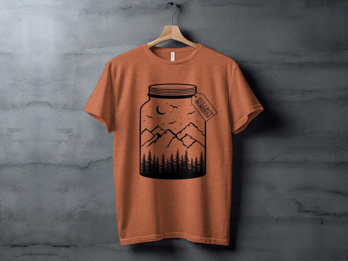 Collect Moments Jar with Mountains Scene Design T-Shirt