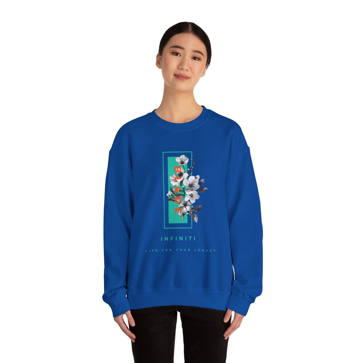 Bloom Bae Teal/Orange Floral Unisex Crewneck Sweater