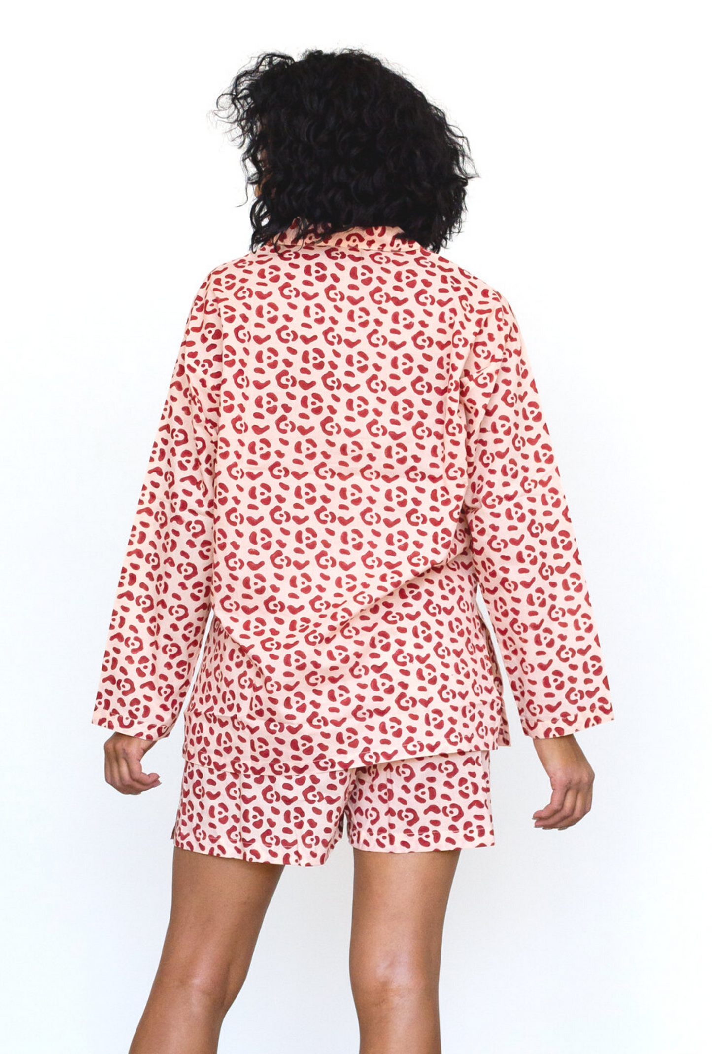 Organic Cotton Leopard Pajama Set in Blush + Berry