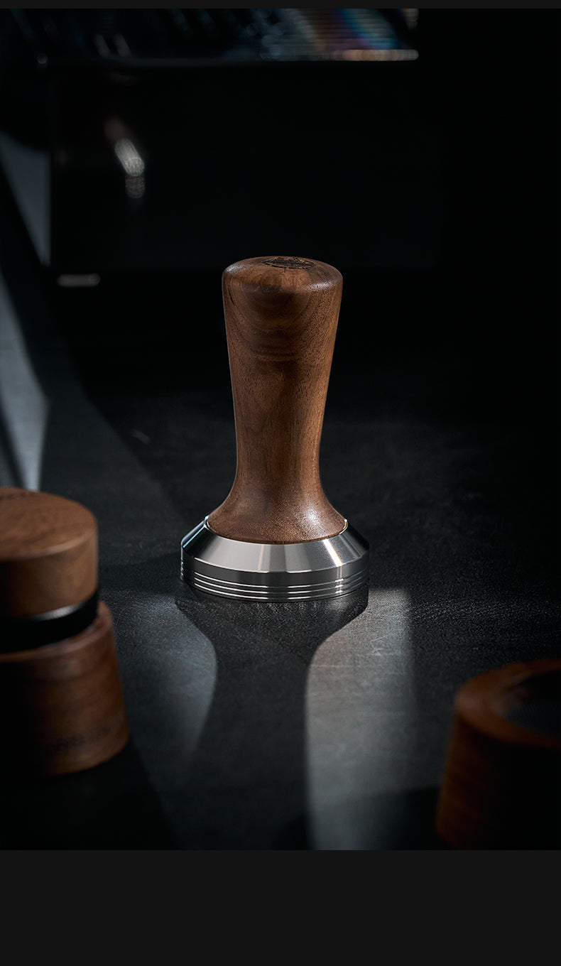 Solid Walnut Espresso Tamper Set - 58mm Solid Wood Handle + Stand