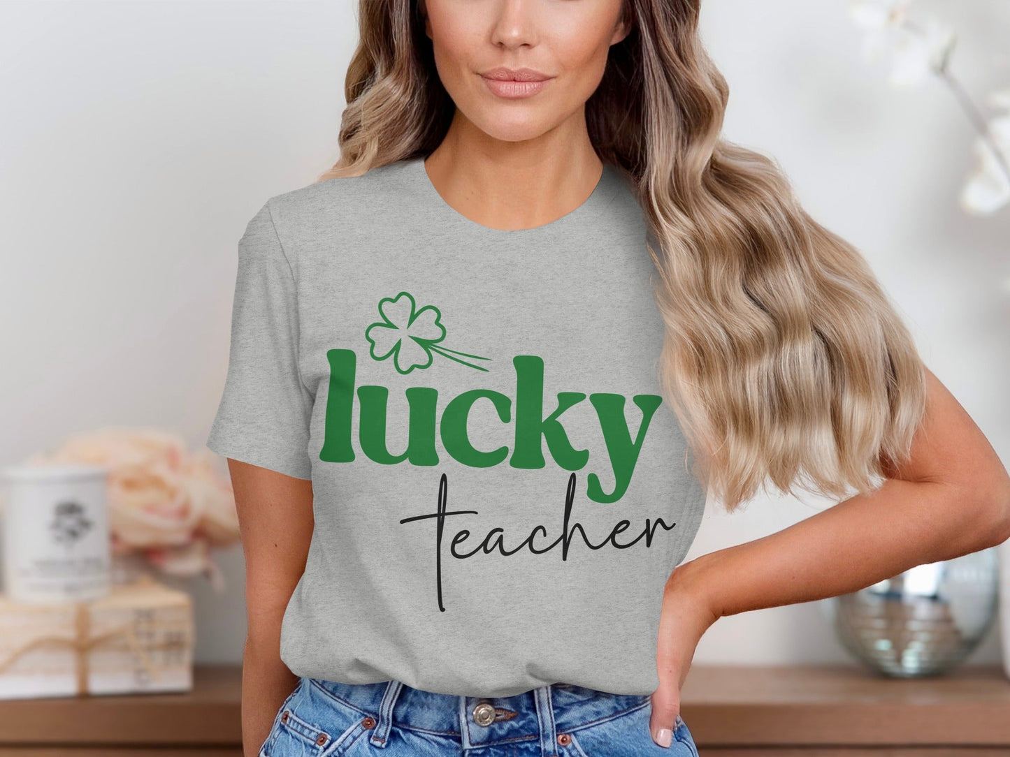 Lucky Teacher Saint Patricks Day Design Graphic T-Shirt