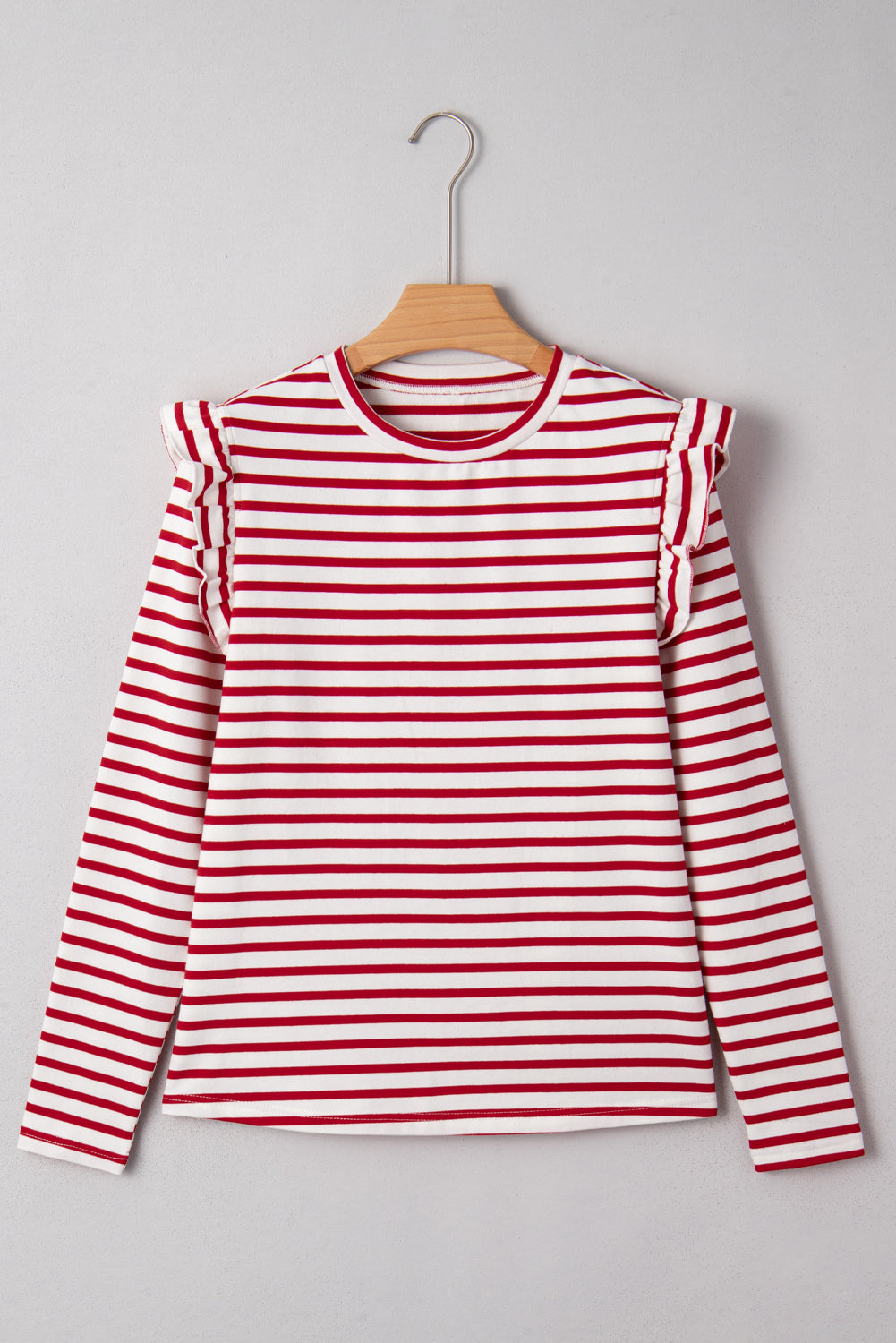 Meilani Stripe Ruffle Trim Long Sleeve Top