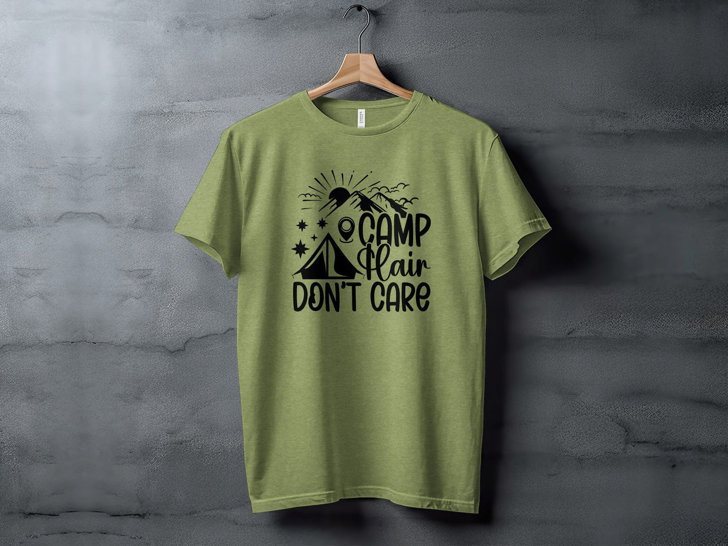 Camp Hair Dont Care with Mountain Scene Graphic T-Shirt