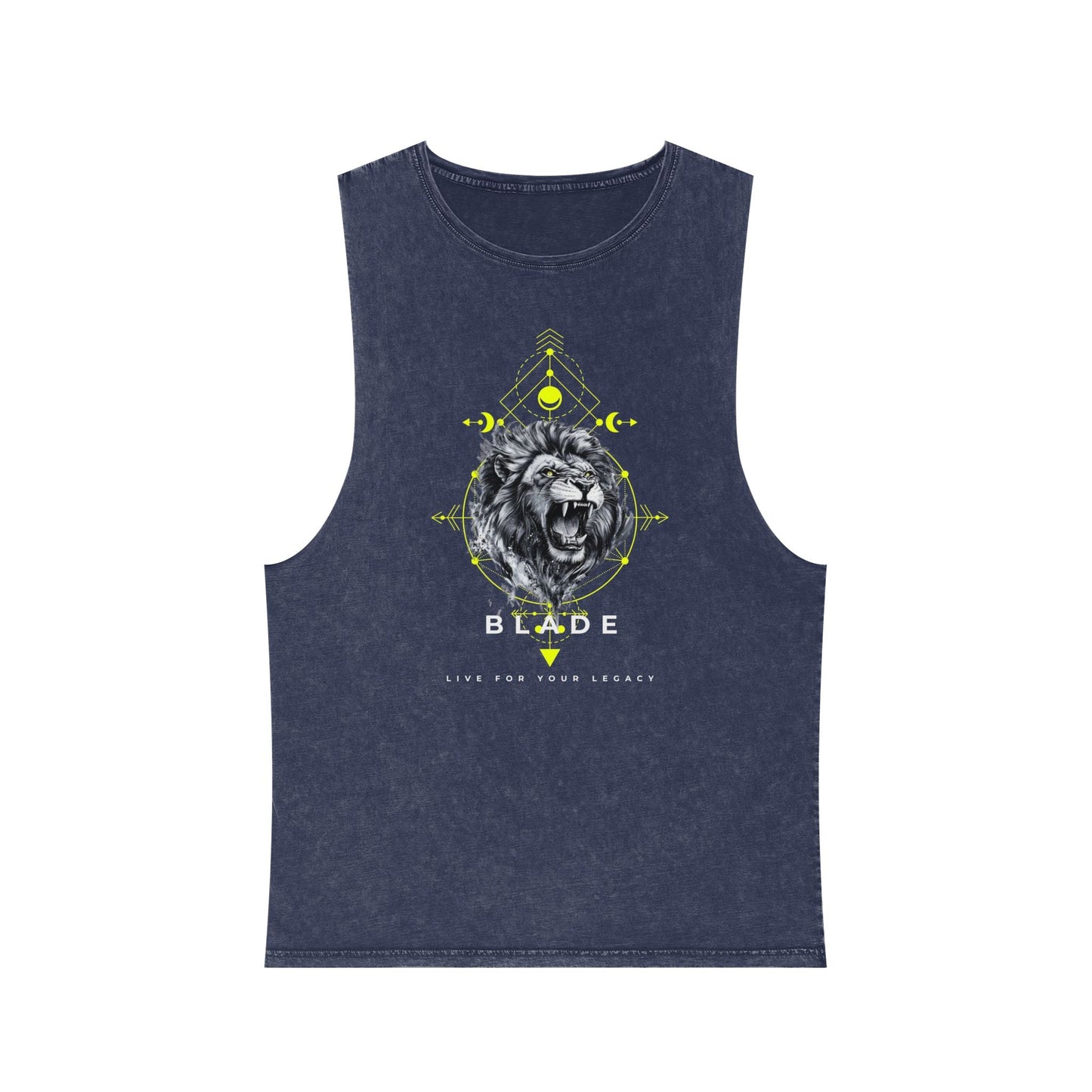 Geometric King White/Neon Green Lion Tank Top