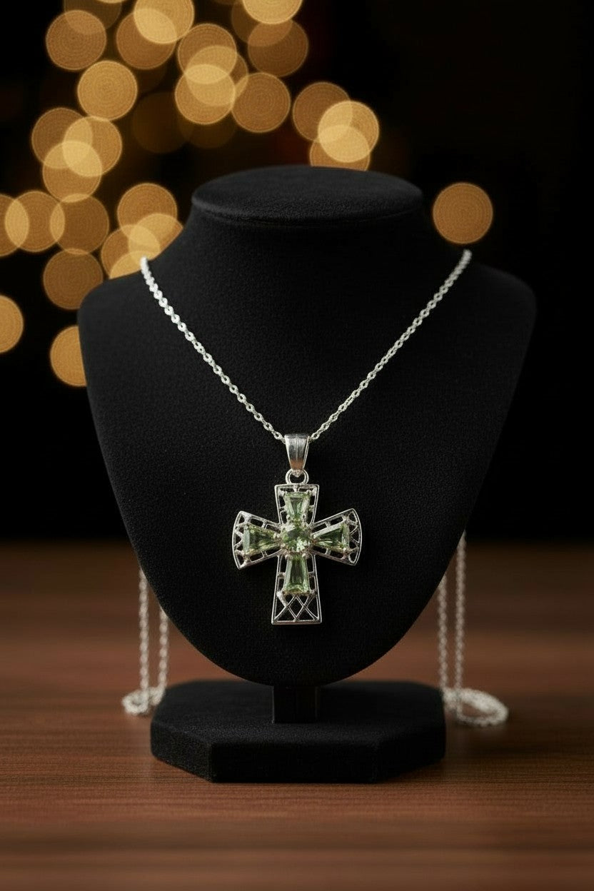 Tranquility Cross Pendant<br>5 stones • Overall size 28x22.3mm