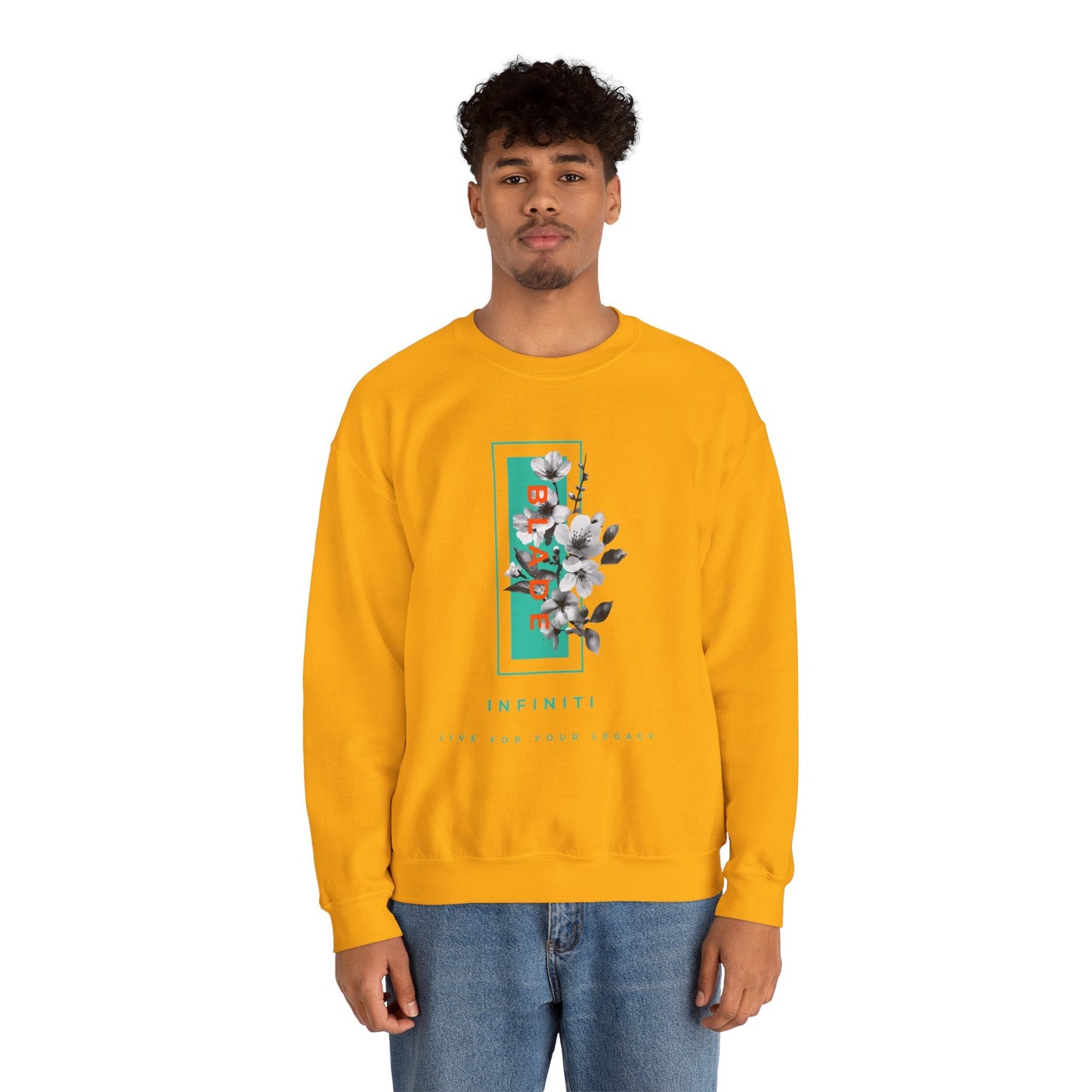 Bloom Bae Teal/Orange Floral Unisex Crewneck Sweater