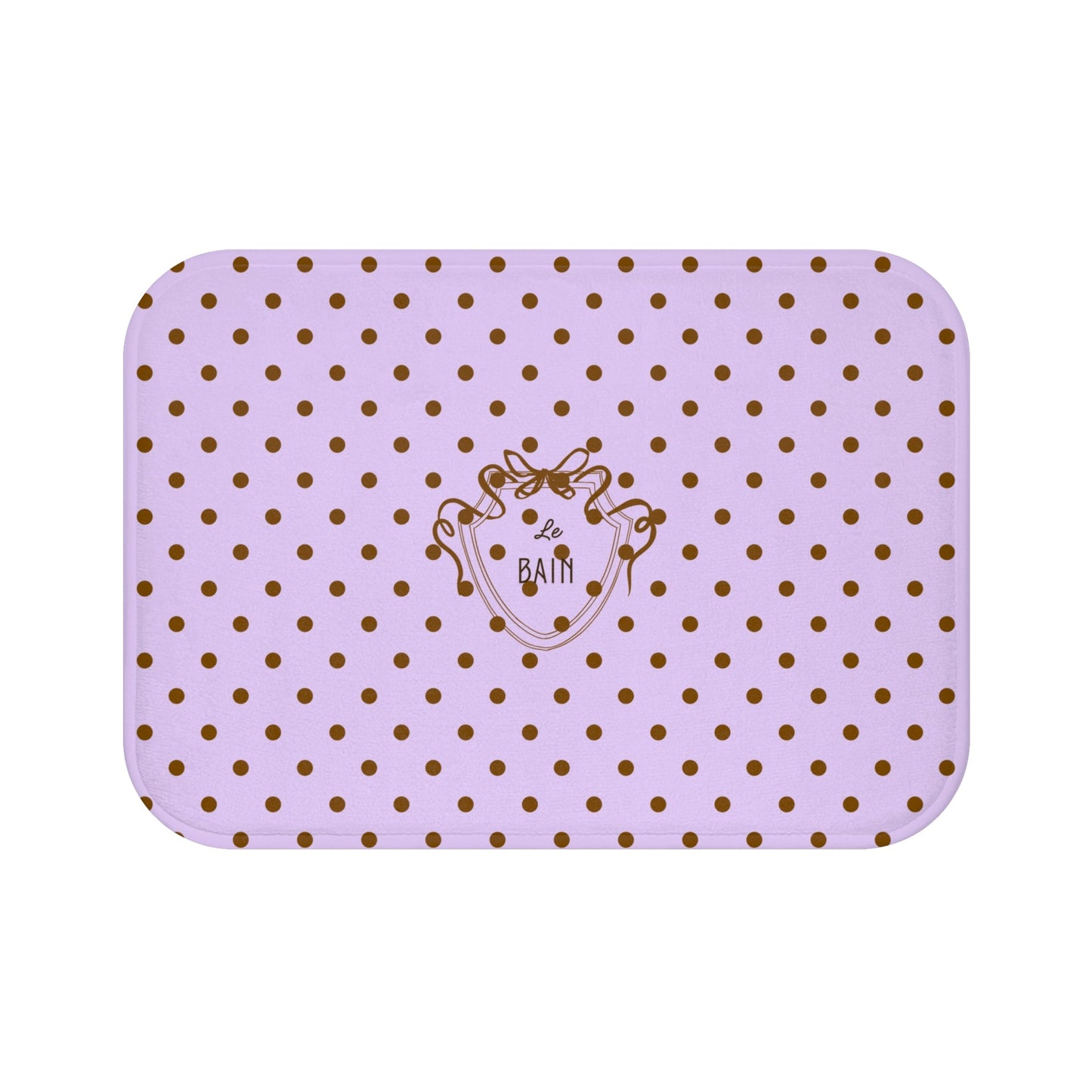Polka Dot "Le Bain" Bath Mat — Lilac & Brown Bathroom Rug
