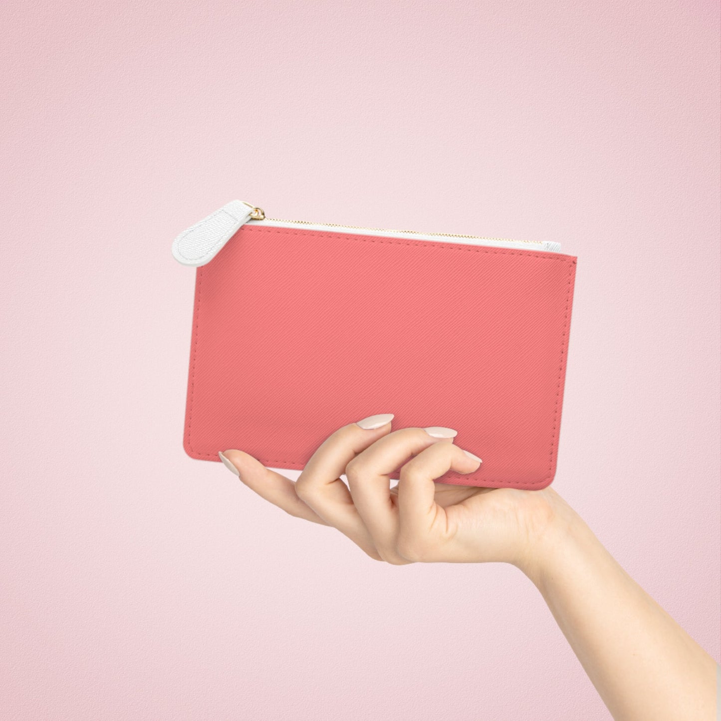 Mini Clutch Bag — Pastel Red Polka Dot "Life Takes Guts"  Vegan Wallet
