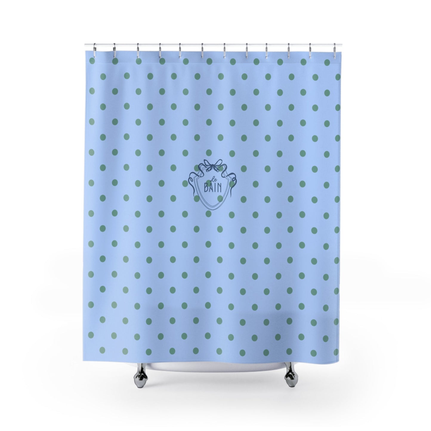 Polka Dot 'Le Bain' Shower Curtain – Pastel Blue & Green Bathroom Decor