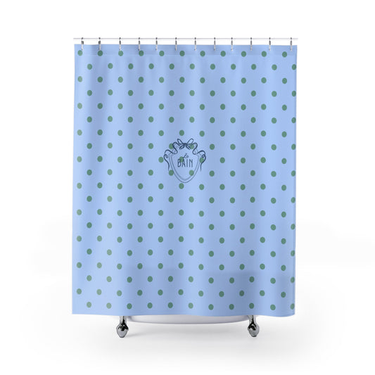Polka Dot 'Le Bain' Shower Curtain – Pastel Blue & Green Bathroom Decor