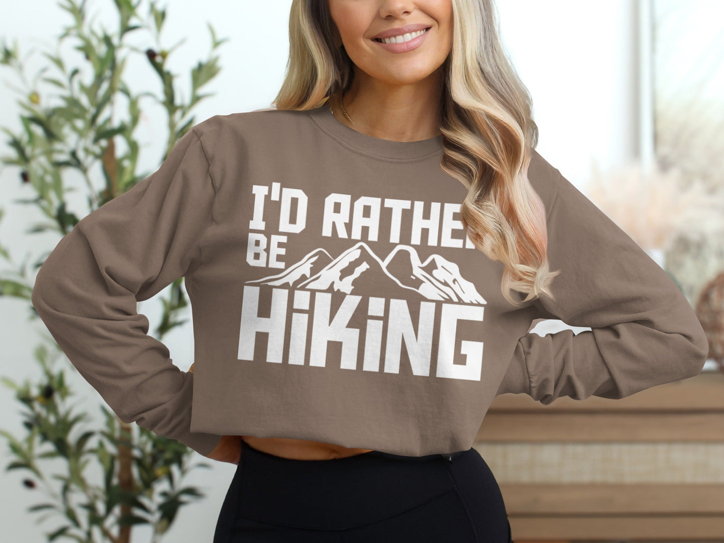 I'd Rather Be Hiking Mountain Design Great Gift Long Sleeve T-Shirt