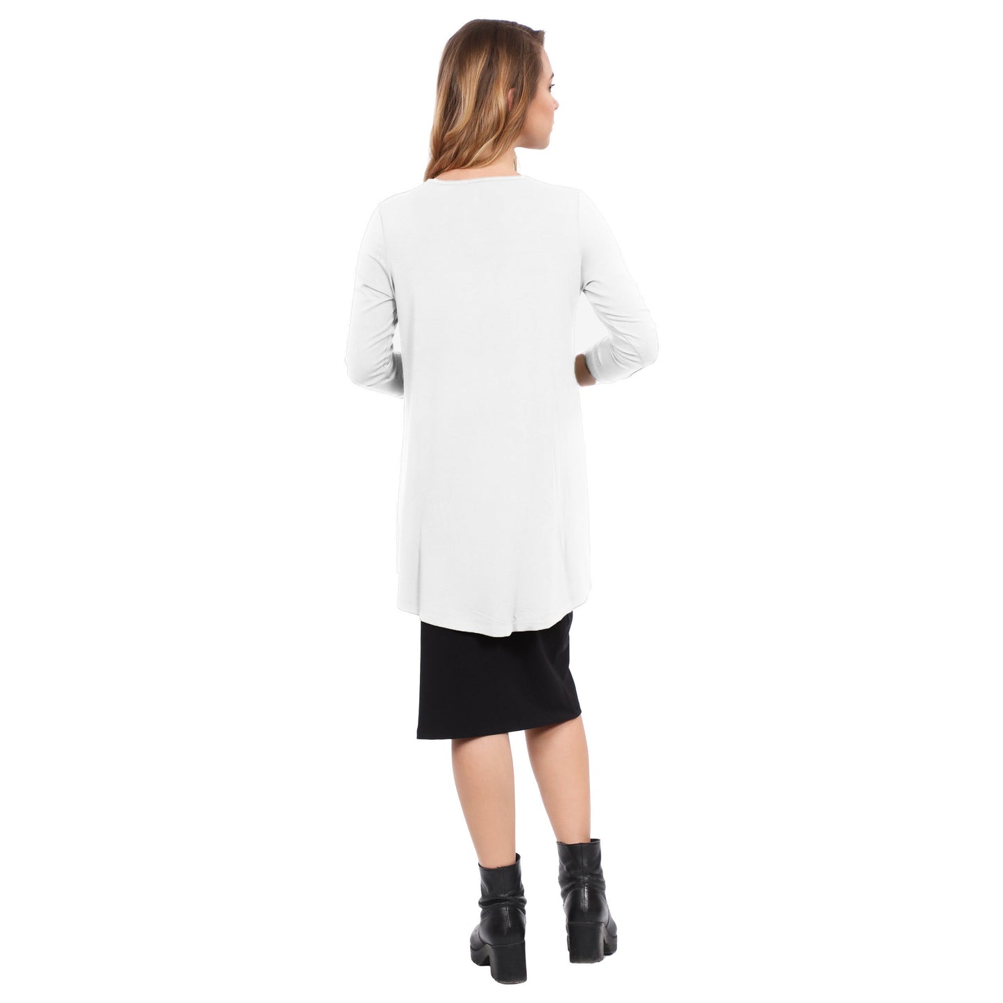 Hi-Lo Flowing 3/4 Sleeve Modest Tunic Top
