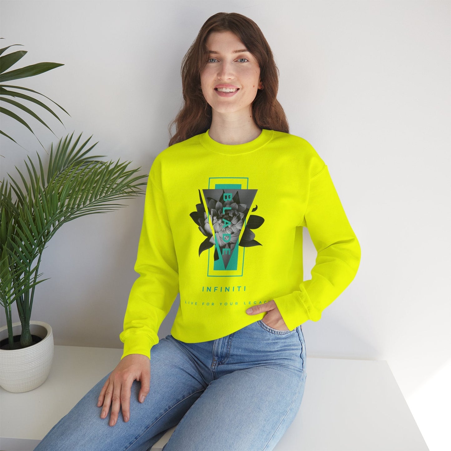 Flora Essence Teal Floral Unisex Crewneck Sweater