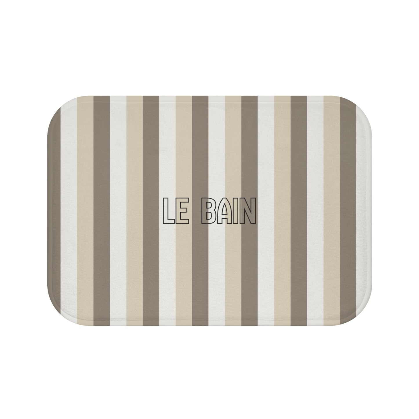 Le Bain Striped Bath Mat — Neutral Beige & Taupe Modern Bathroom Rug