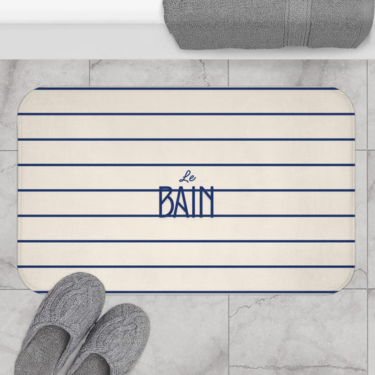Le Bain Striped Bath Mat — French-Inspired Blue Stripe Bathroom Rug