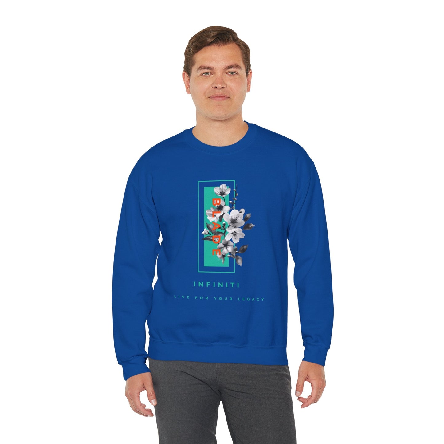 Bloom Bae Teal/Orange Floral Unisex Crewneck Sweater