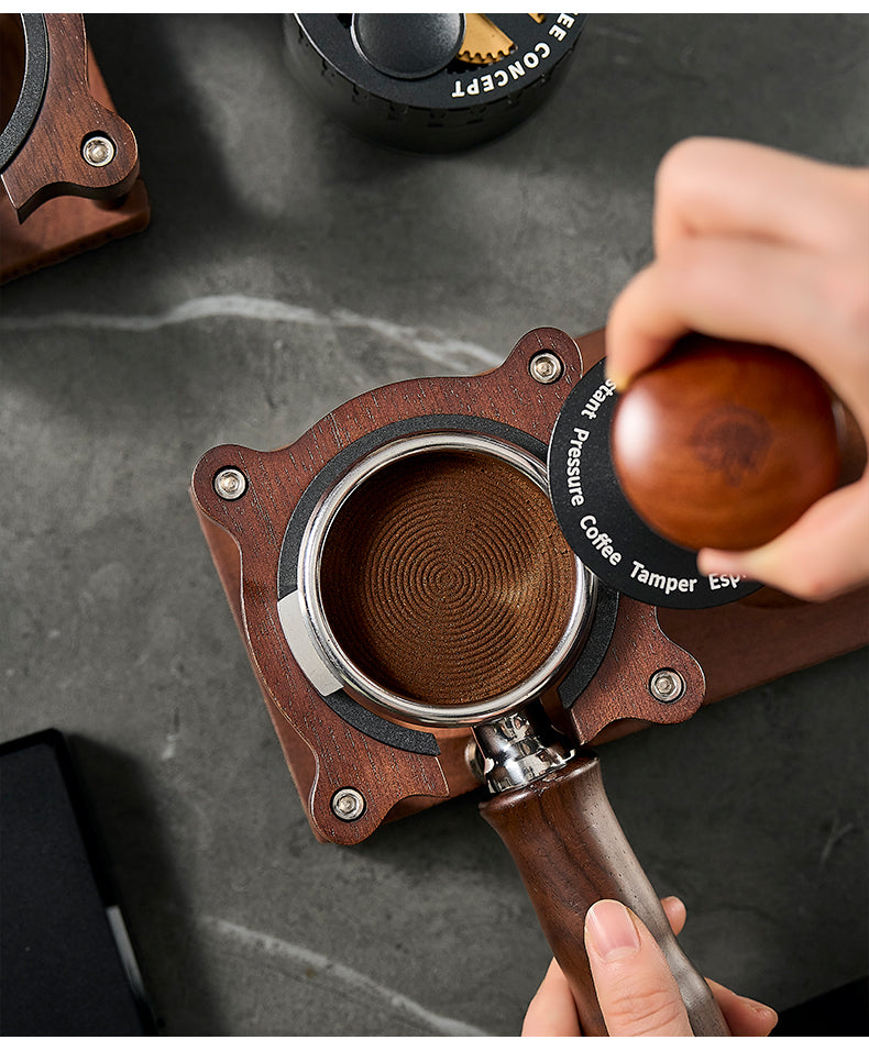 Cute Bear Espresso Tamper Set with Walnut Stand - Gift for Coffee Lovers Under $29