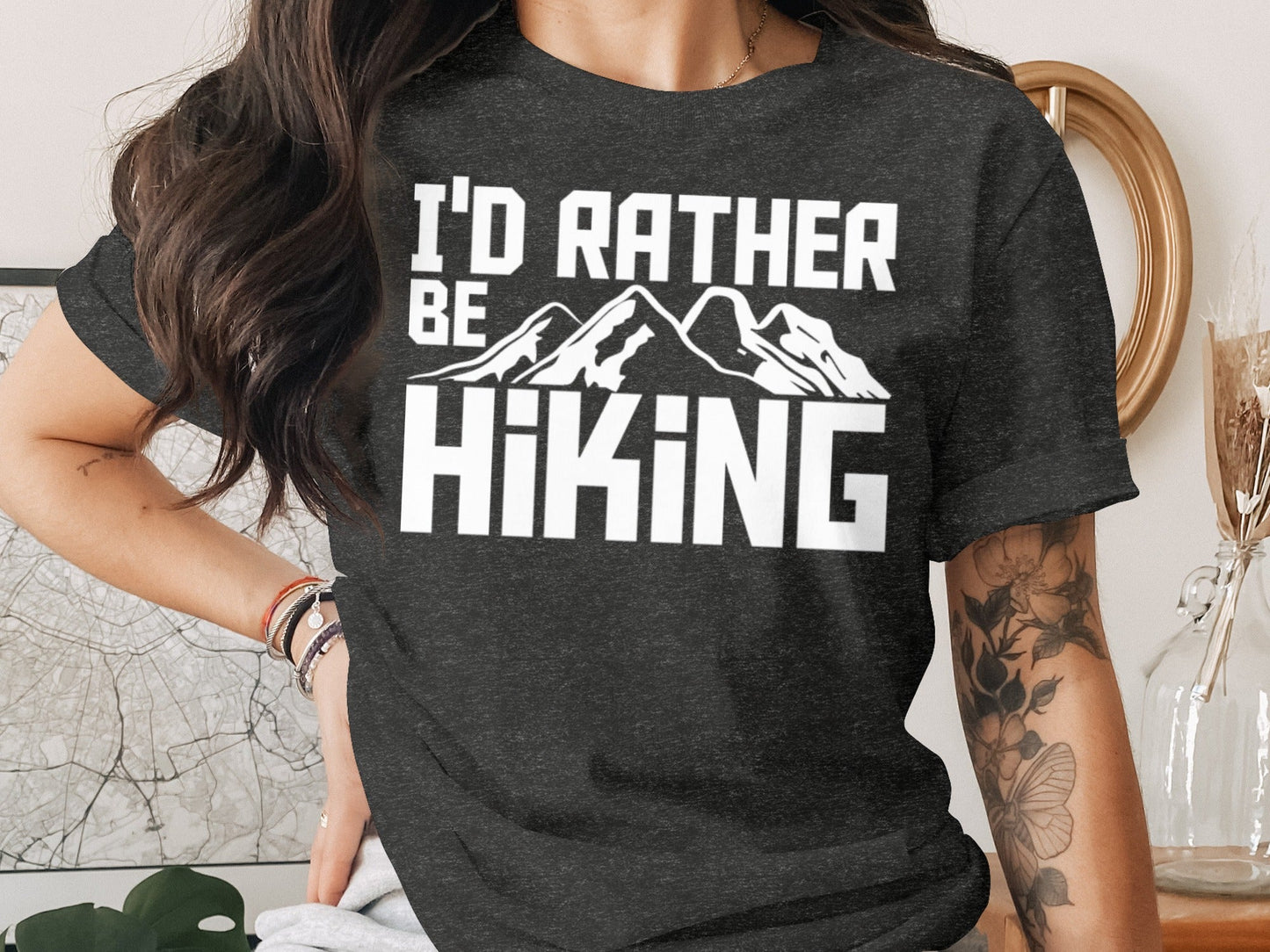 I Would Rather Be Hiking Mountains Graphic Design T-Shirt