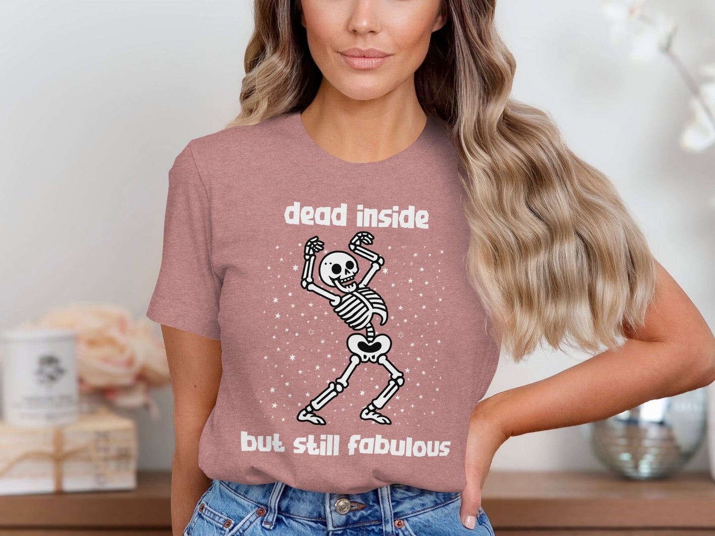 Dead Inside But Still Fabulous Skeleton Graphic T-Shirt