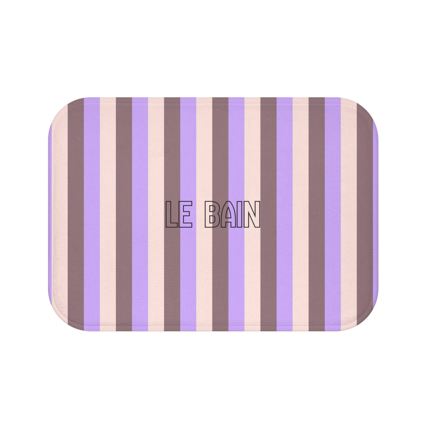 Le Bain Striped Bath Mat — Lavender & Taupe Modern Bathroom Rug