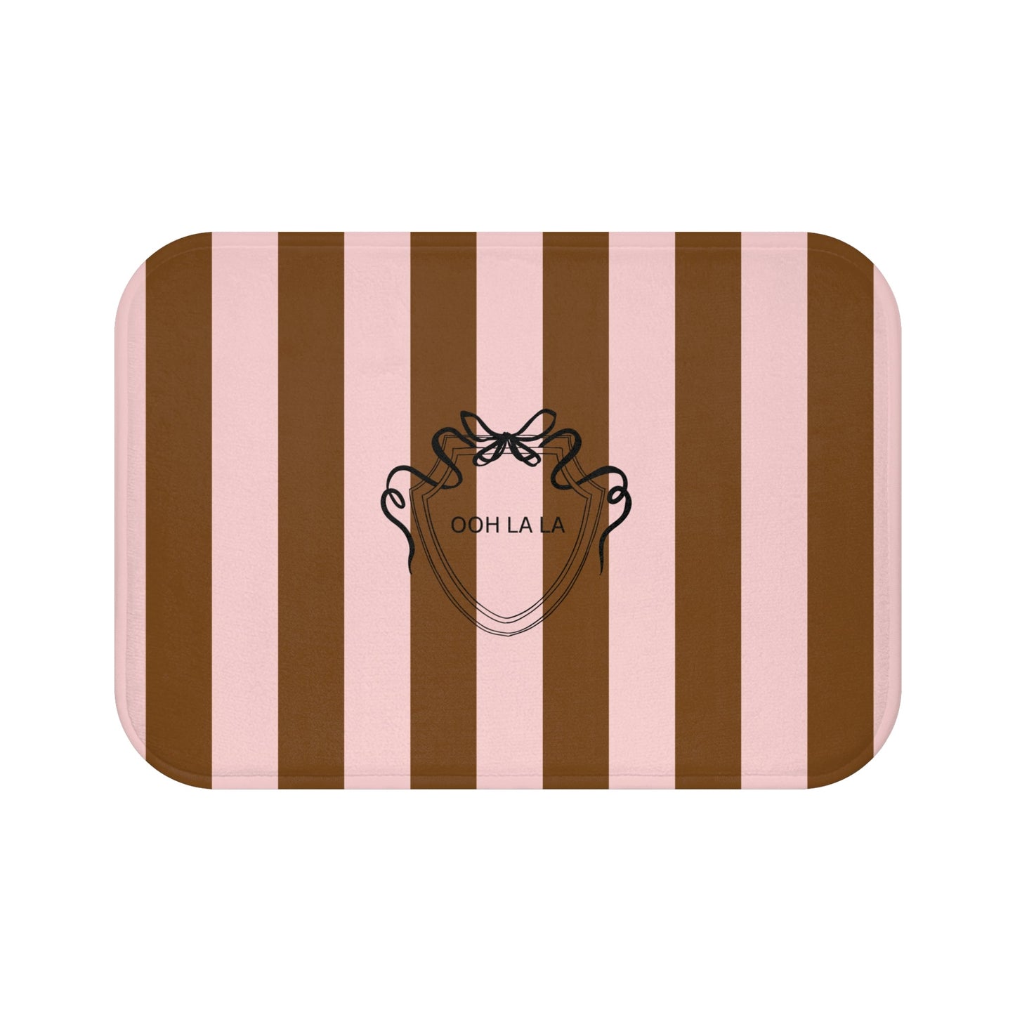 Striped 'Ooh La La' Bath Mat — Pink & Brown Decorative Bathroom Rug