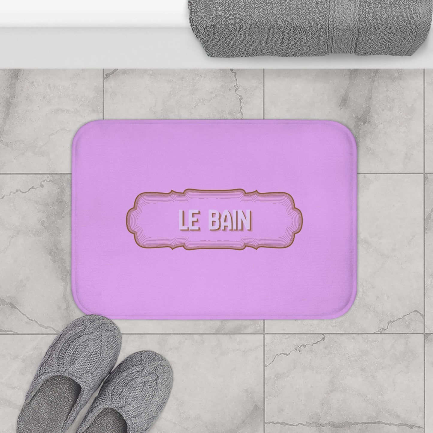 Le Bain Lilac Bath Mat — French Bathroom Décor, Soft Plush Floor Mat