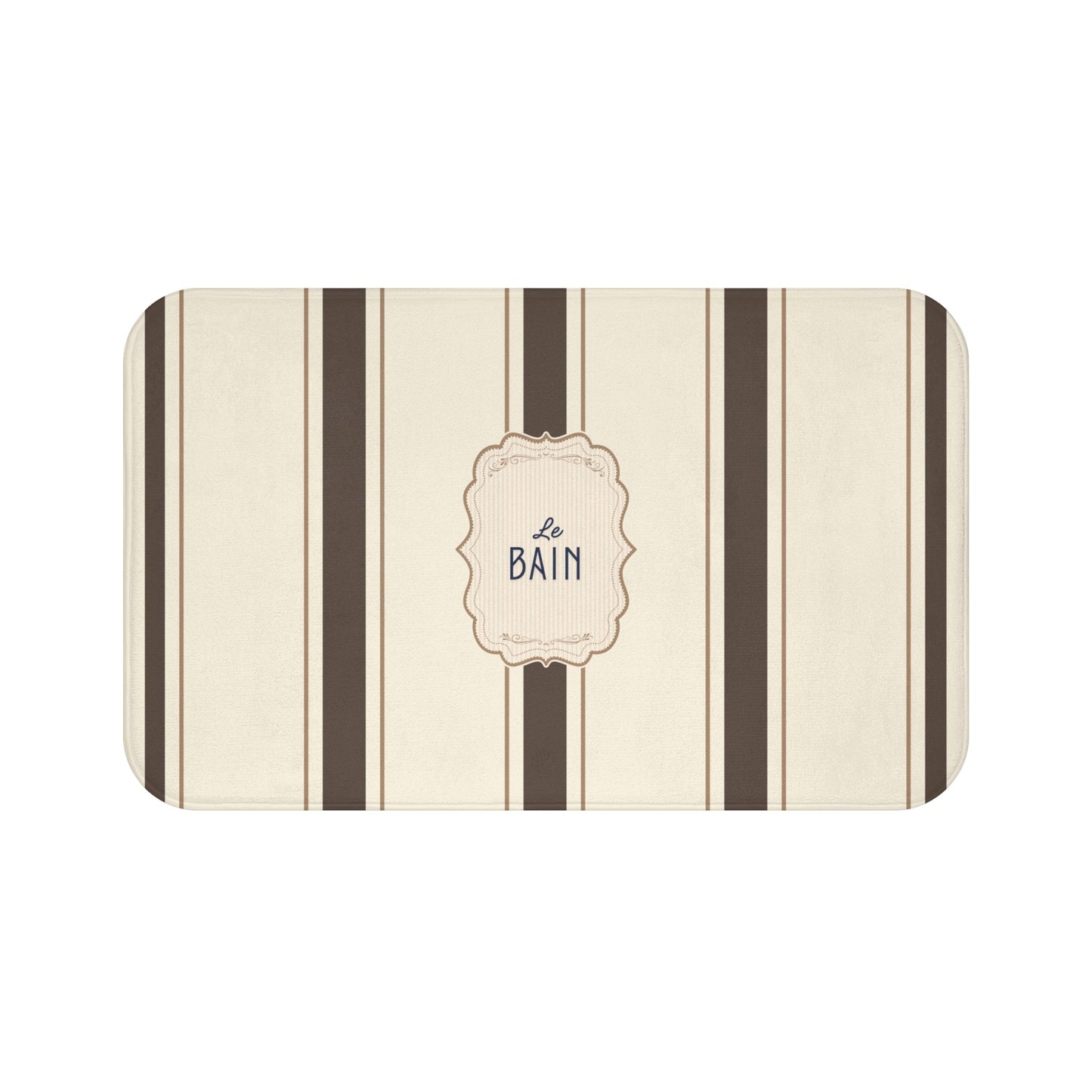 Le Bain Classic Striped Bath Mat, BROWN,  French Bathroom Decor