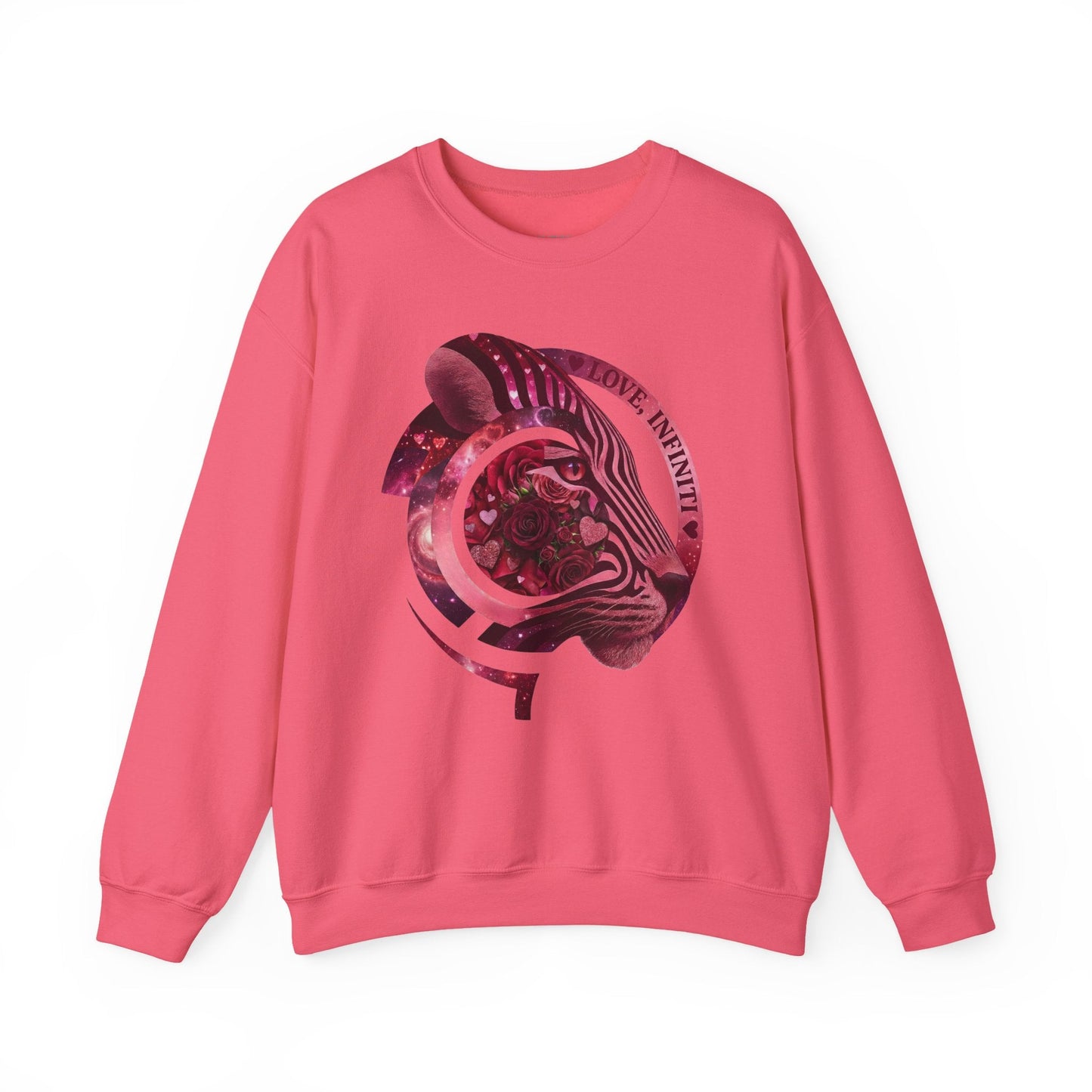 Safari Bloom Tiger Love, Infiniti Unisex Crewneck Sweatshirt/Sweater