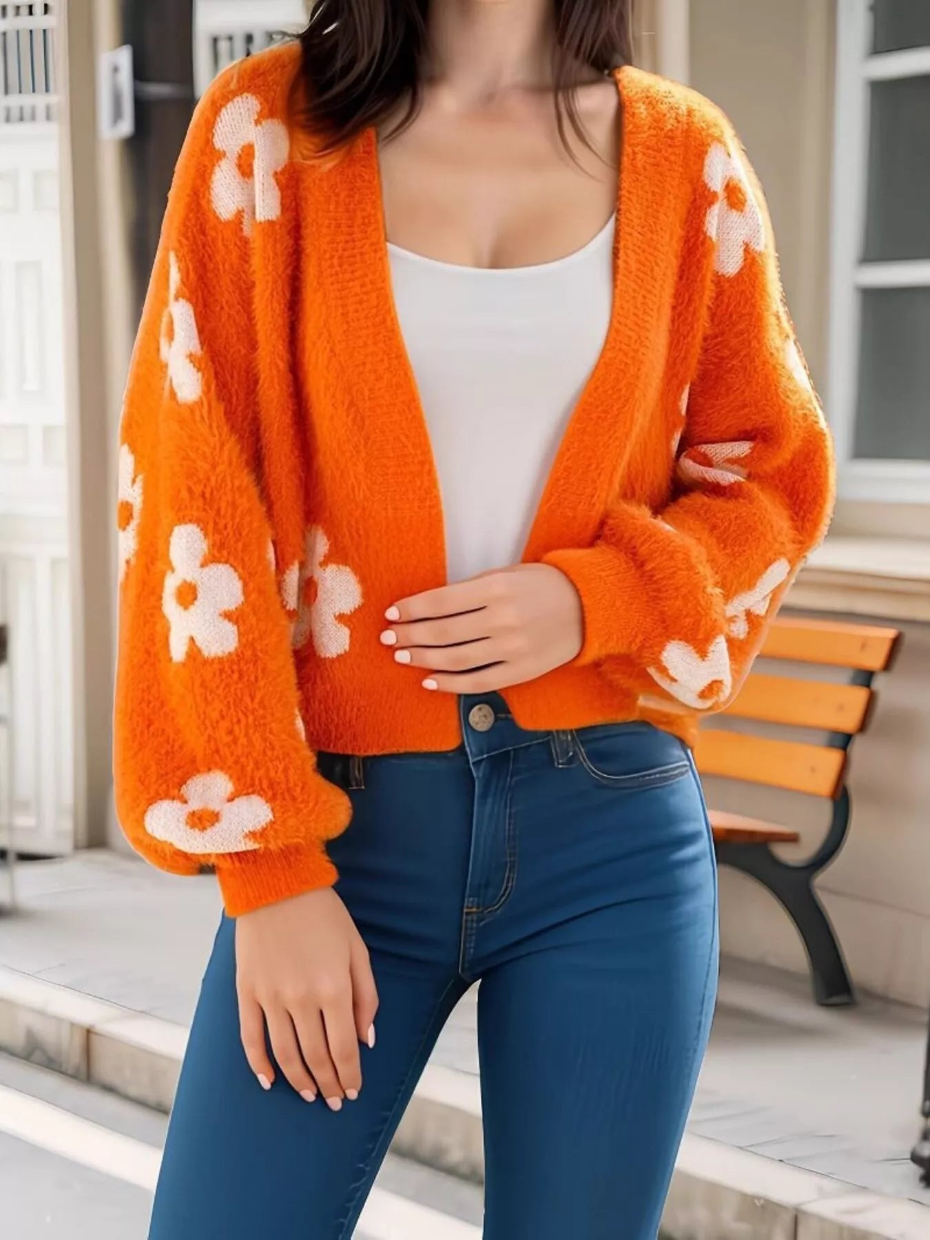 Floral Open Front Cardigan