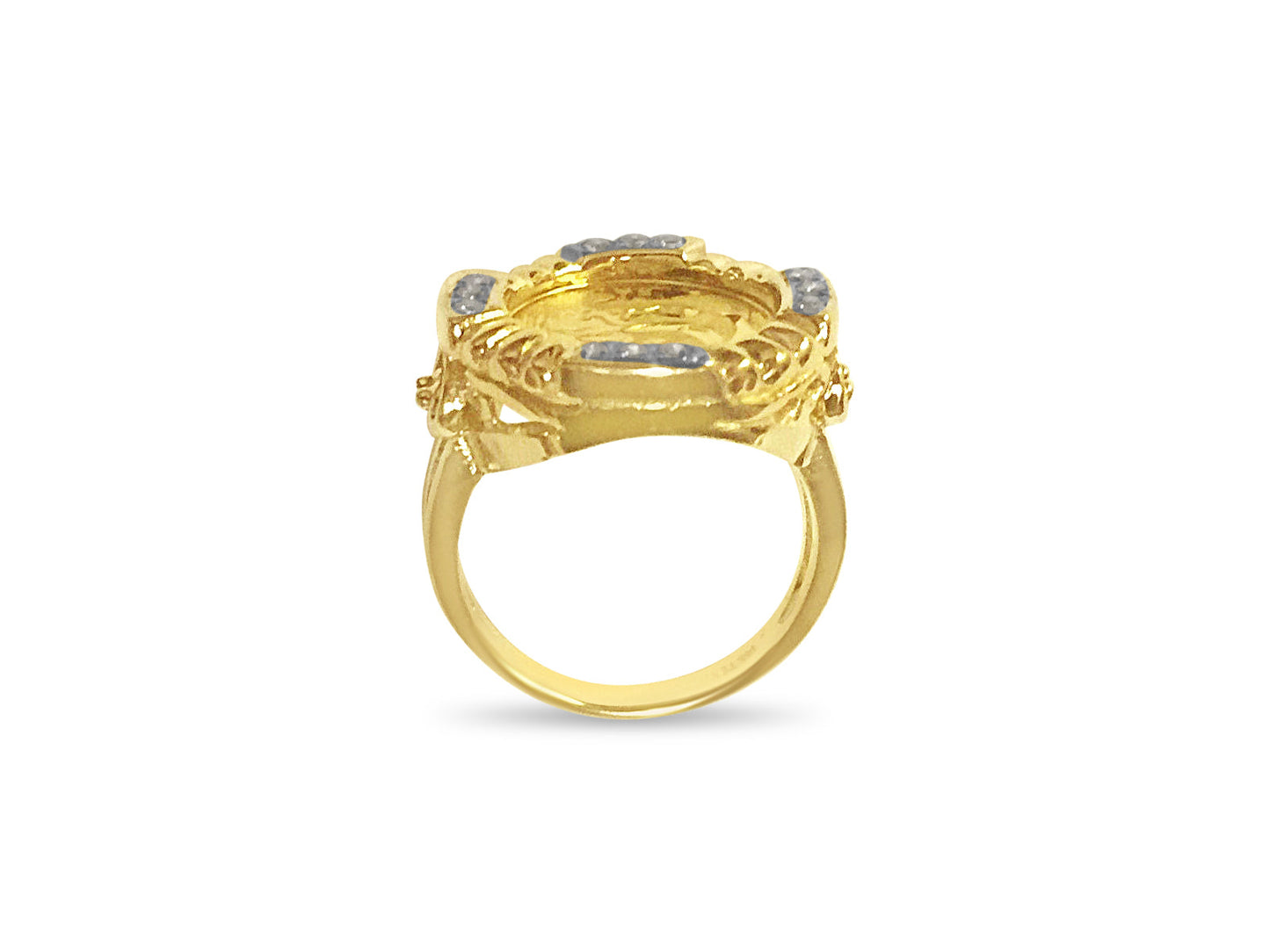 Fancy Solid White/Yellow/Rose Gold Handmade Coin Ring , Chinese Panda Bear Coin ,