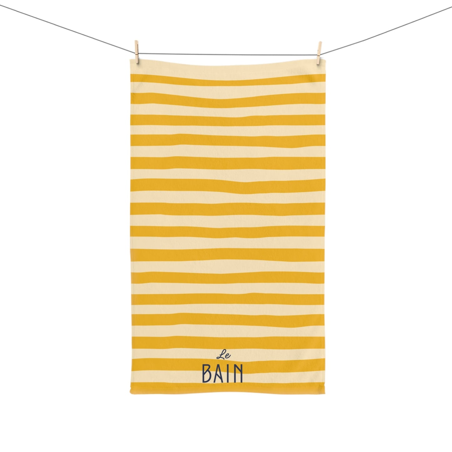 Le Bain Buttery Yellow Striped Hand Towel — French Bathroom Accent