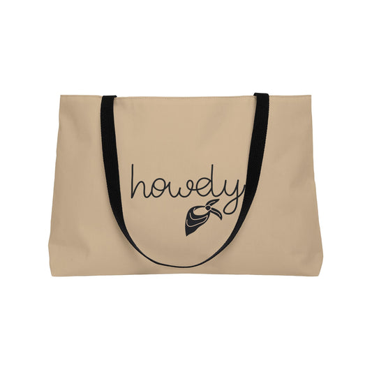 Cowgirl Weekender Tote Bag — "Howdy",  PASTEL GREY