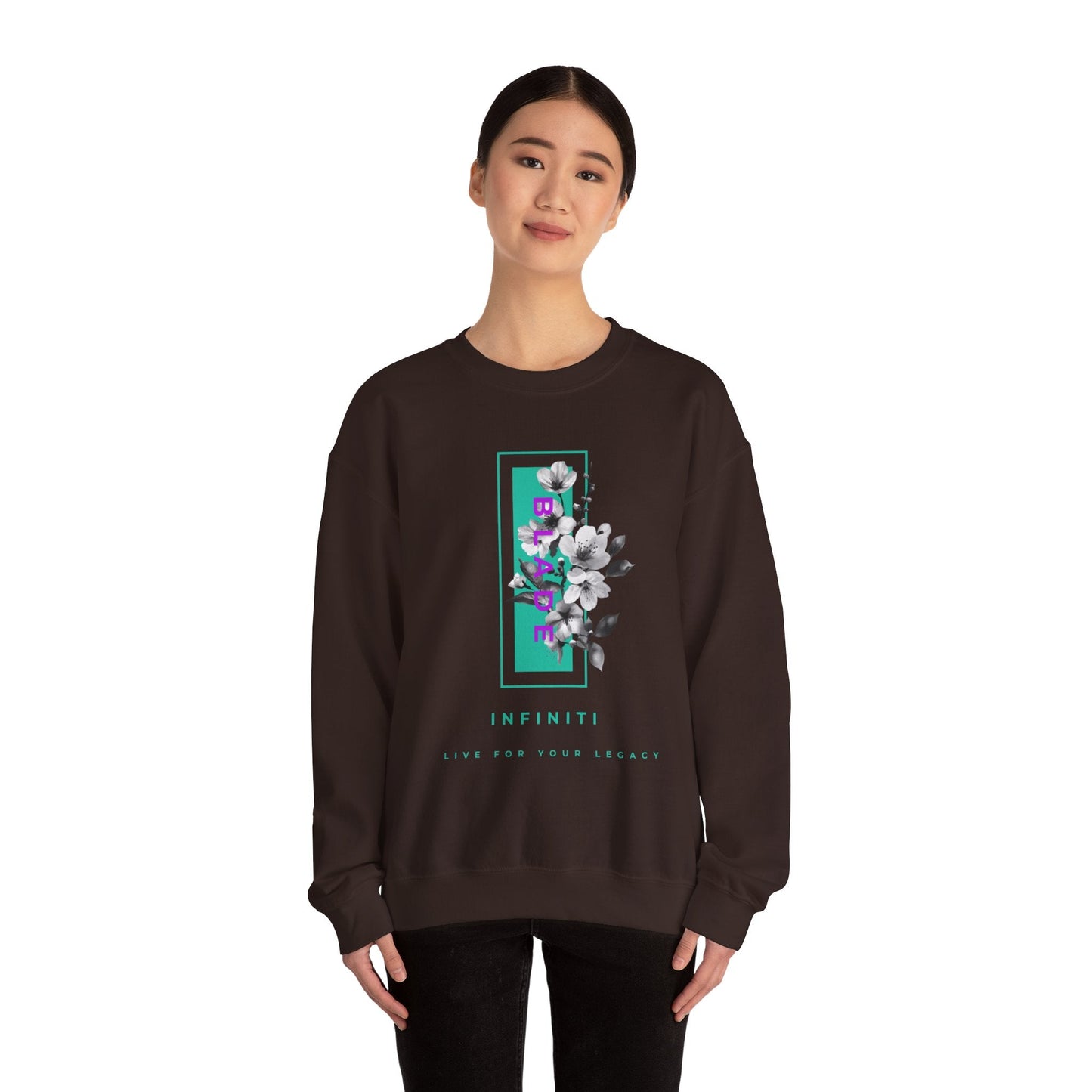 Bloom Bae Teal/Purple Floral Unisex Crewneck Sweater