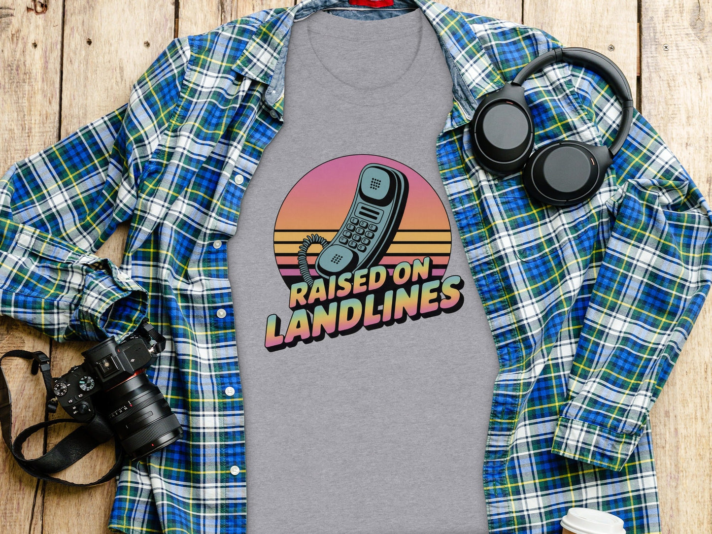 Raised on Landlines Retro Style Phone Design T-Shirt