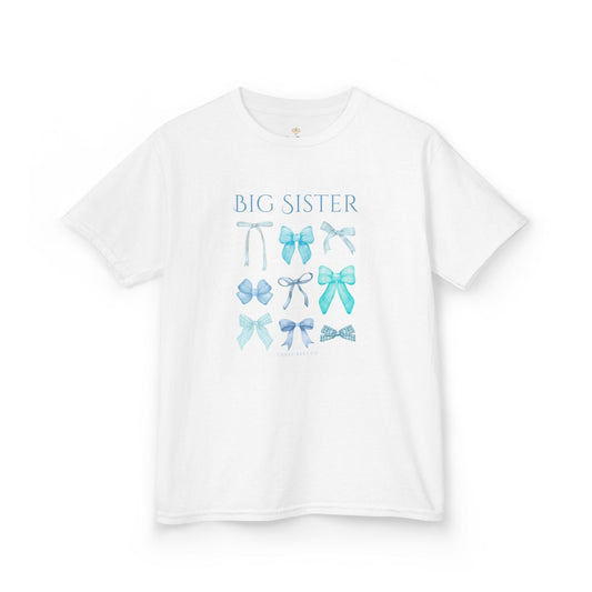 Bee the Best Big Sister Blue Bows Girls Short Sleeve Youth Hive Tee